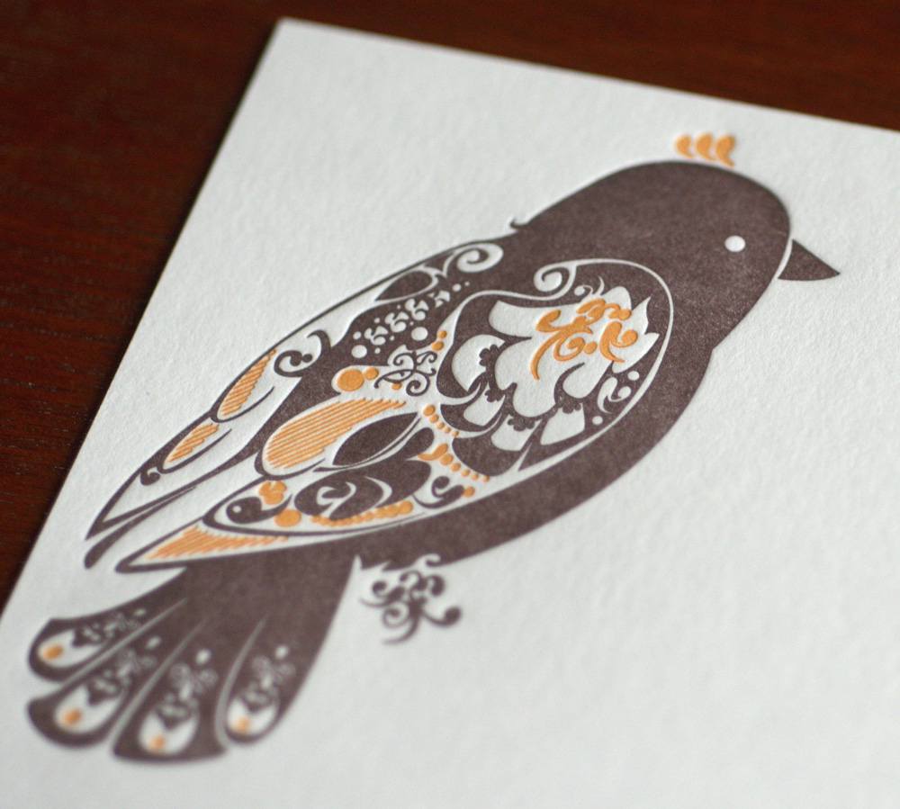 finch letterpress flat card