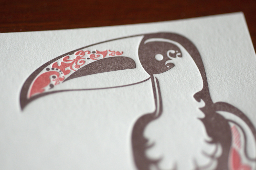 toucan letterpress flat card
